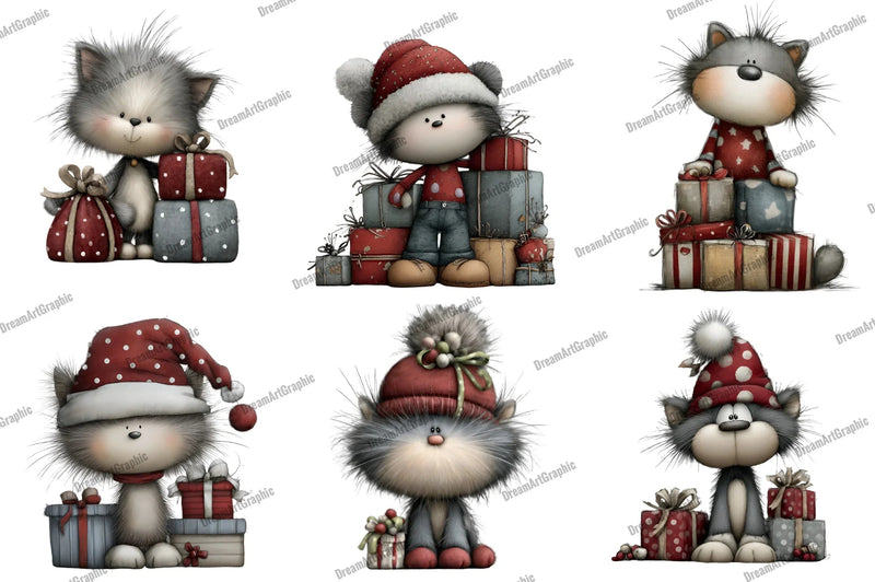 Funny Christmas Cat Clipart Bundle - CraftNest - Digital Crafting and Art
