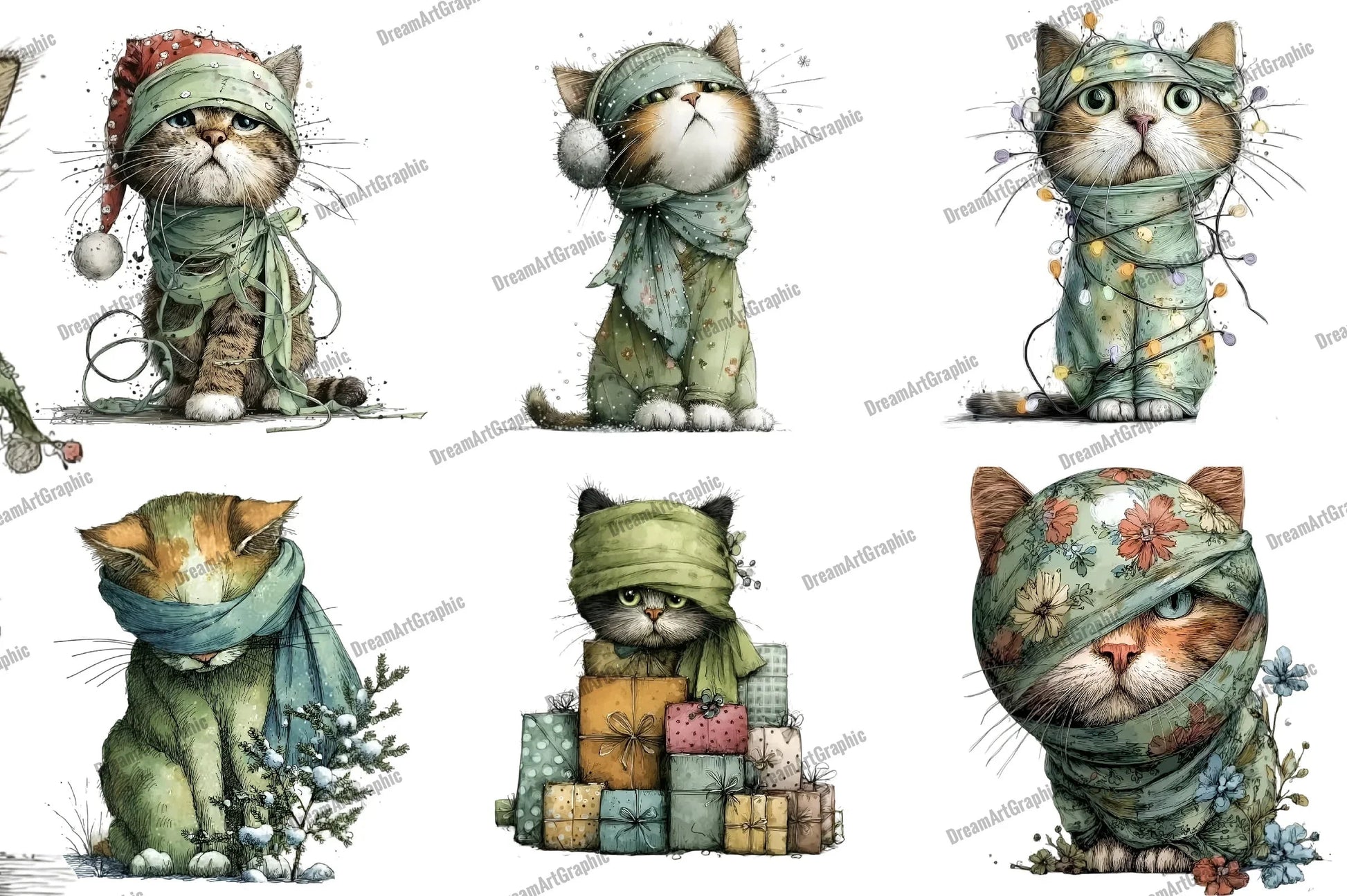 Funny Christmas Cat Clipart Bundle - CraftNest - Digital Crafting and Art