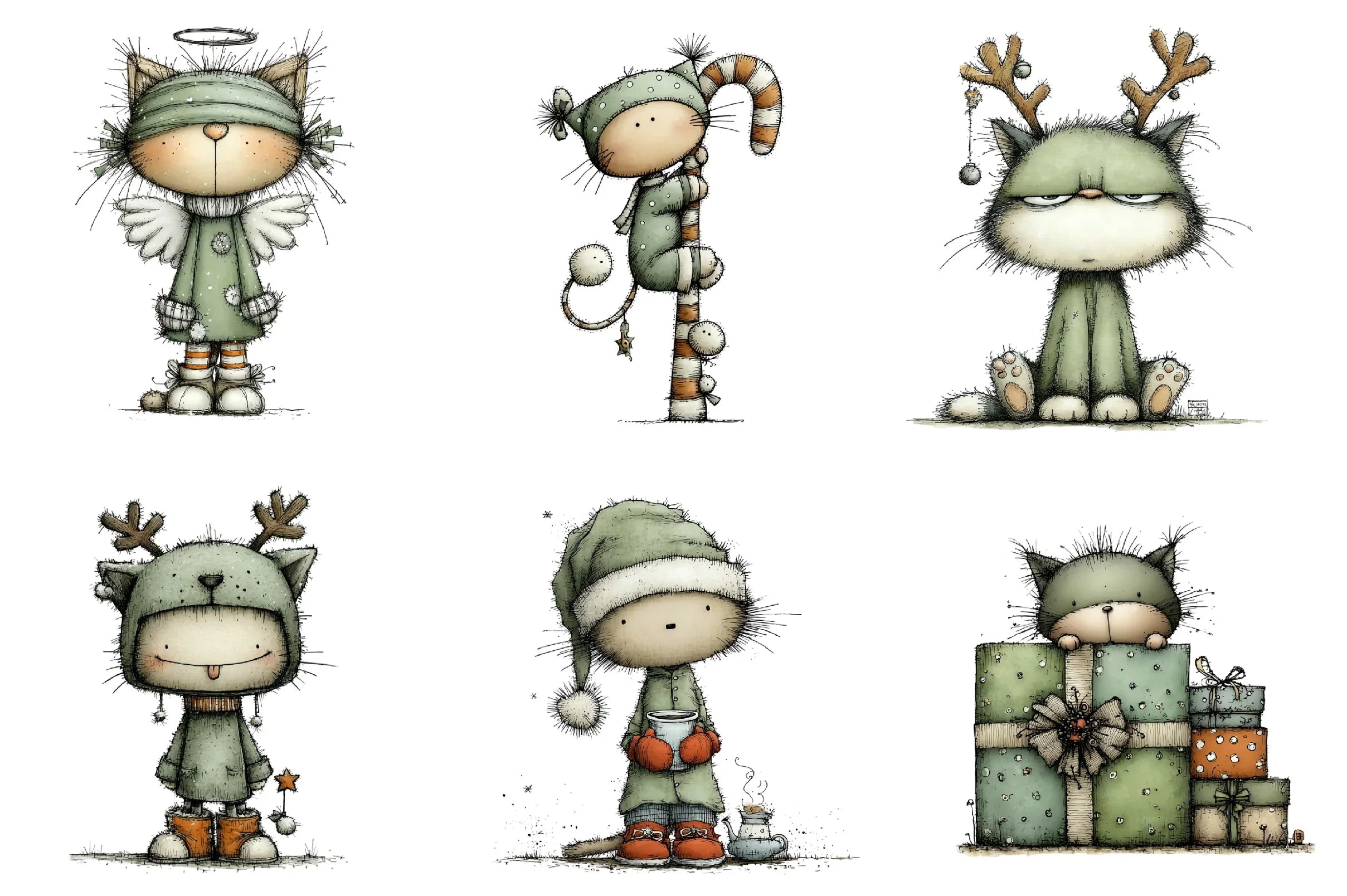 Funny Christmas Cat Clipart Bundle - CraftNest - Digital Crafting and Art