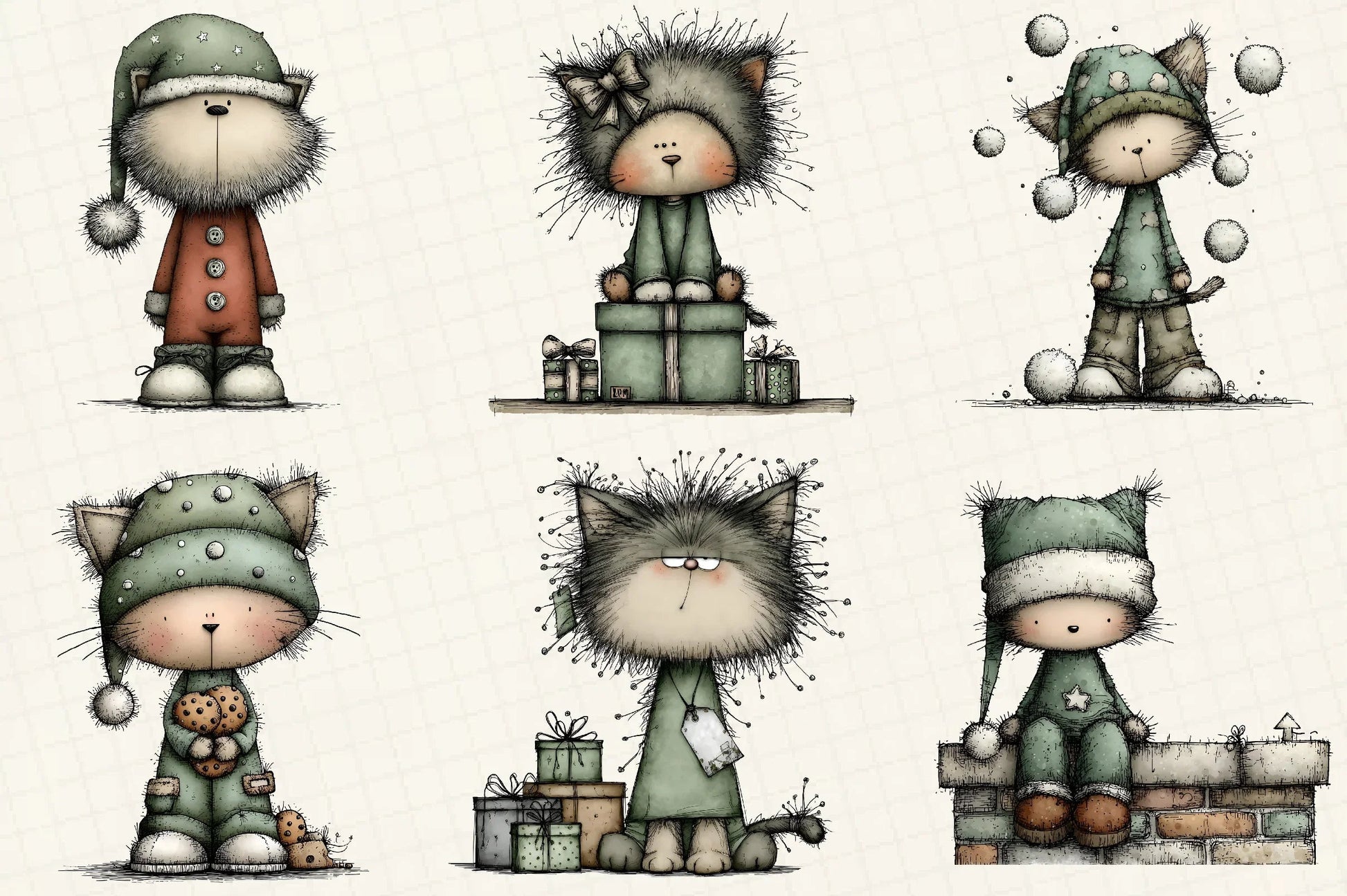 Funny Christmas Cat Clipart Bundle - CraftNest - Digital Crafting and Art
