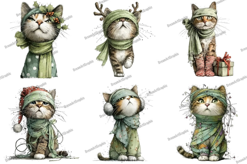 Funny Christmas Cat Clipart Bundle - CraftNest - Digital Crafting and Art