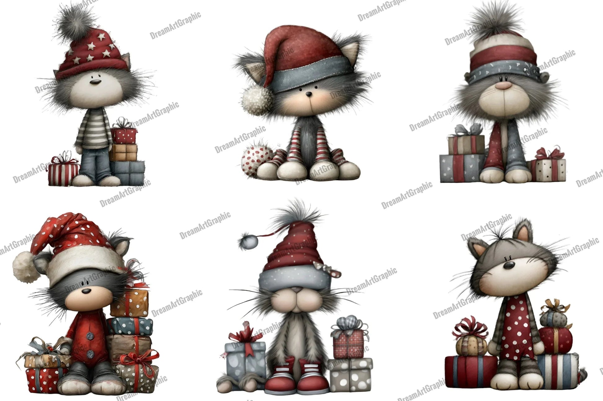 Funny Christmas Cat Clipart Bundle - CraftNest - Digital Crafting and Art