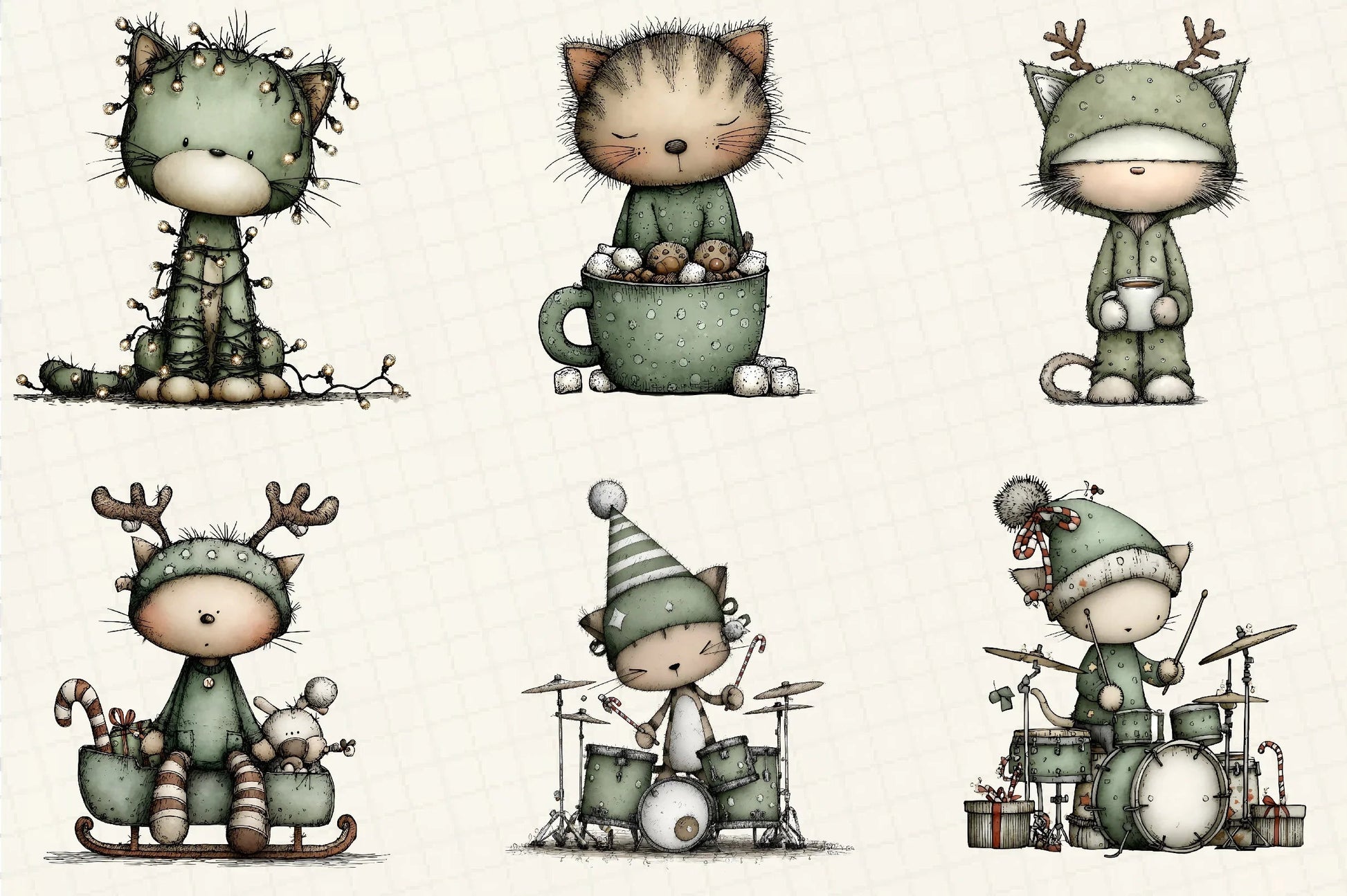 Funny Christmas Cat Clipart Bundle - CraftNest - Digital Crafting and Art