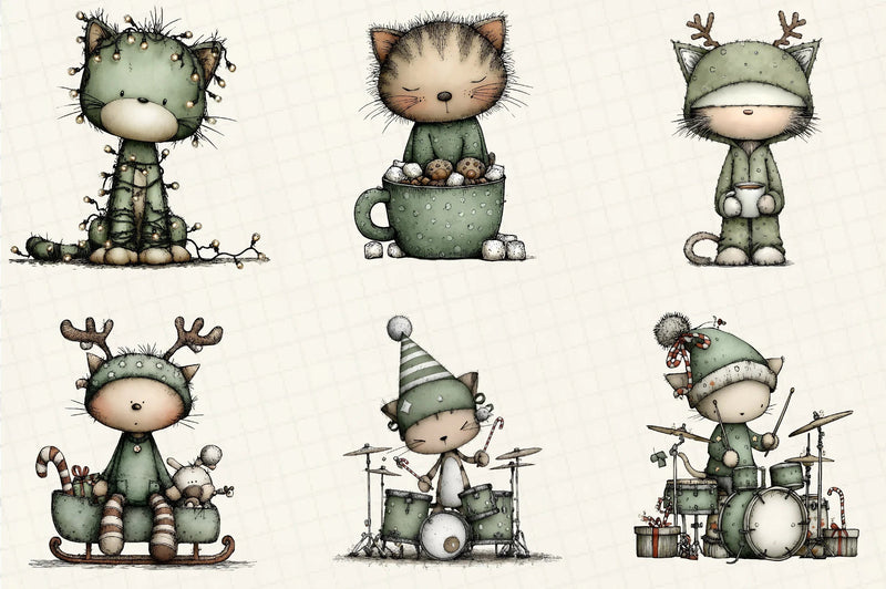Funny Christmas Cat Clipart Bundle - CraftNest - Digital Crafting and Art