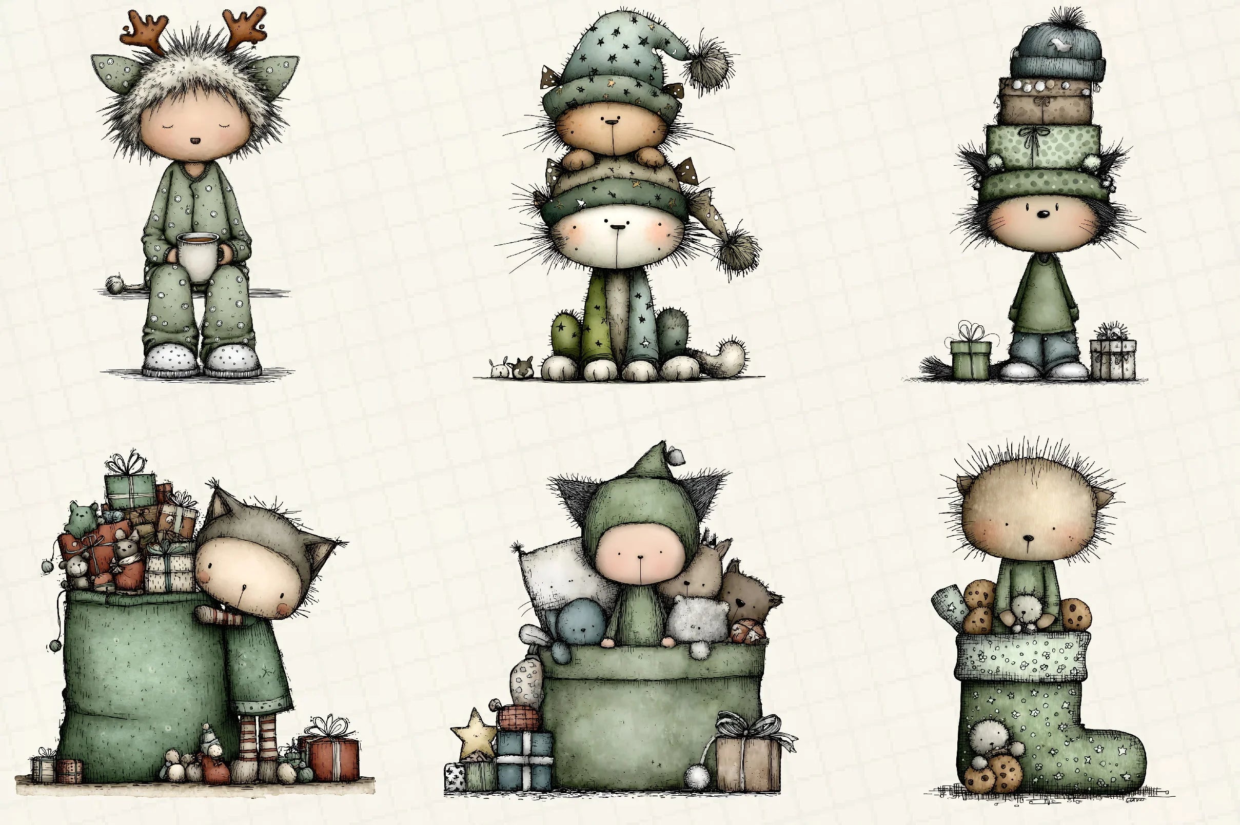 Funny Christmas Cat Clipart Bundle - CraftNest - Digital Crafting and Art
