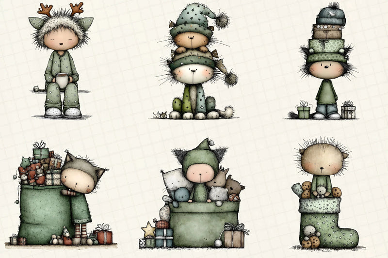 Funny Christmas Cat Clipart Bundle - CraftNest - Digital Crafting and Art