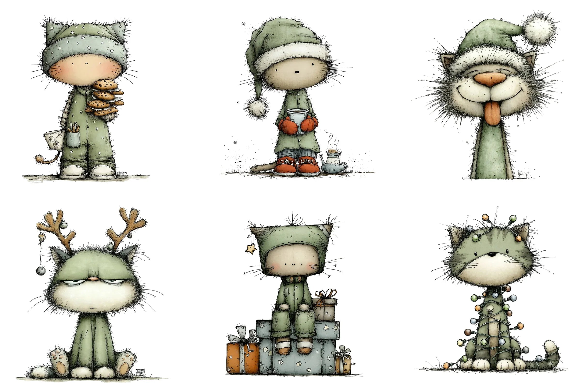Funny Christmas Cat Clipart Bundle - CraftNest - Digital Crafting and Art