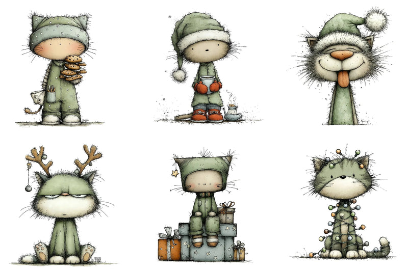 Funny Christmas Cat Clipart Bundle - CraftNest - Digital Crafting and Art