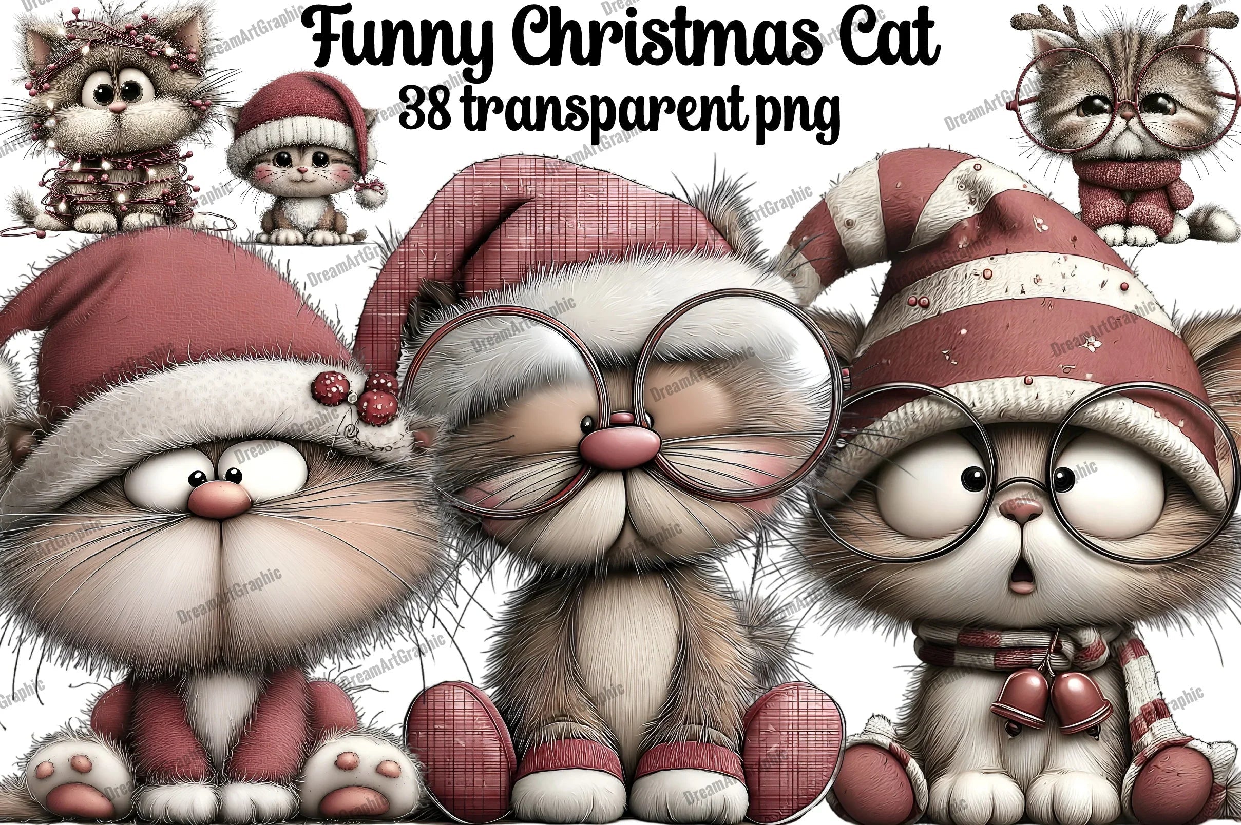 Funny Christmas Cats Clipart Bundle - CraftNest - Digital Crafting and Art