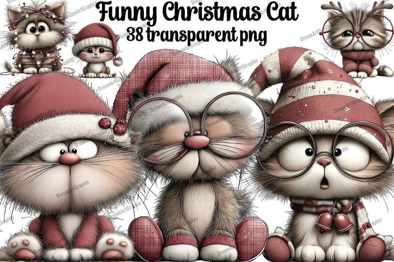 Funny Christmas Cats Clipart Bundle - CraftNest - Digital Crafting and Art