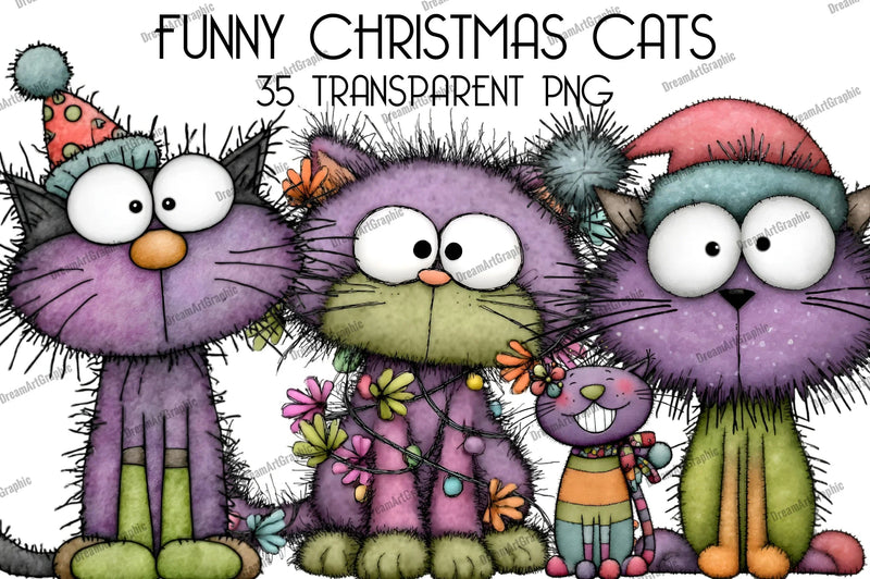 Funny Christmas Cats Clipart Bundle - CraftNest - Digital Crafting and Art