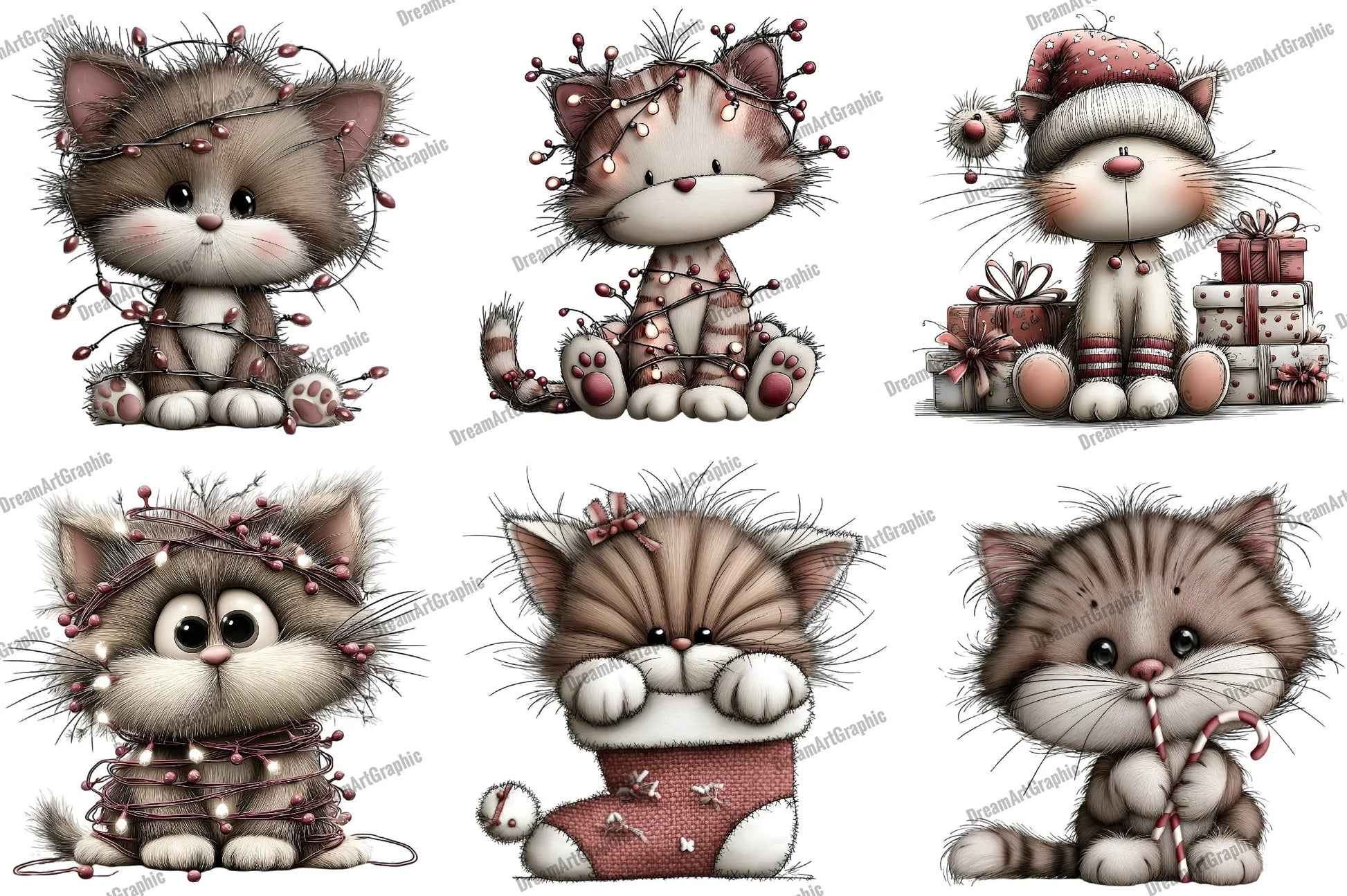 Funny Christmas Cats Clipart Bundle - CraftNest - Digital Crafting and Art