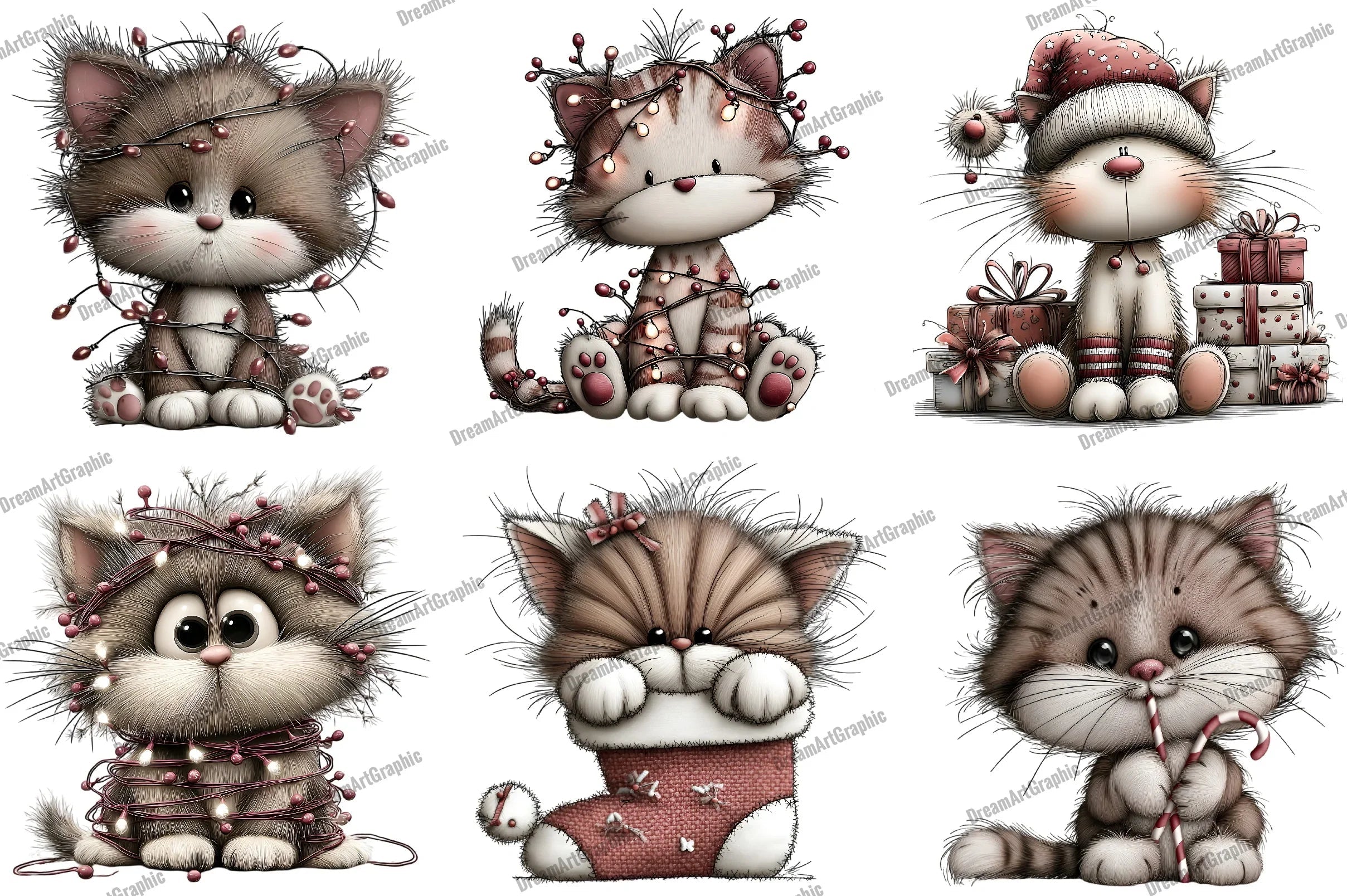 Funny Christmas Cats Clipart Bundle - CraftNest - Digital Crafting and Art