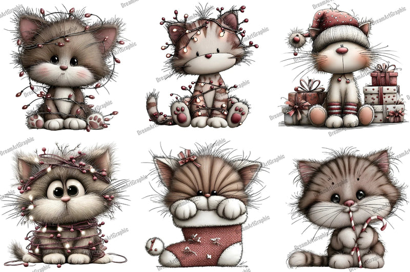 Funny Christmas Cats Clipart Bundle - CraftNest - Digital Crafting and Art