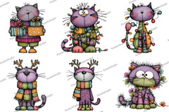 Funny Christmas Cats Clipart Bundle - CraftNest - Digital Crafting and Art