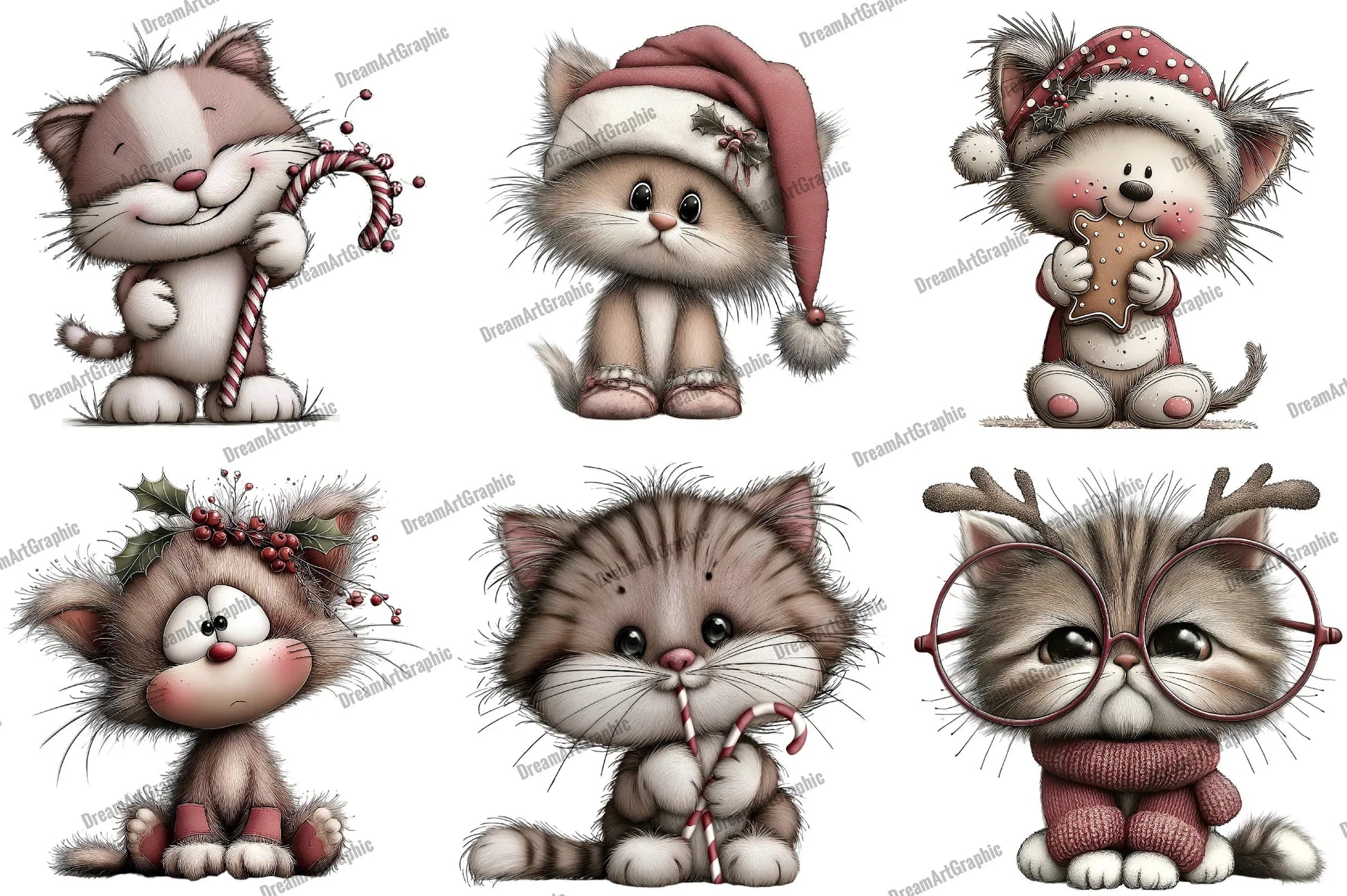 Funny Christmas Cats Clipart Bundle - CraftNest - Digital Crafting and Art
