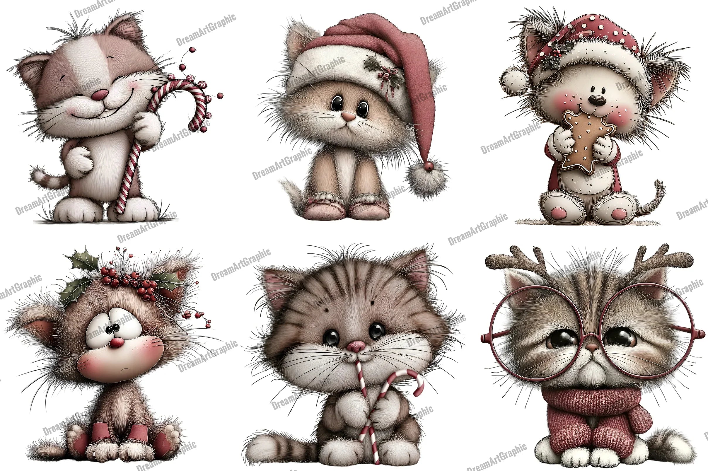 Funny Christmas Cats Clipart Bundle - CraftNest - Digital Crafting and Art