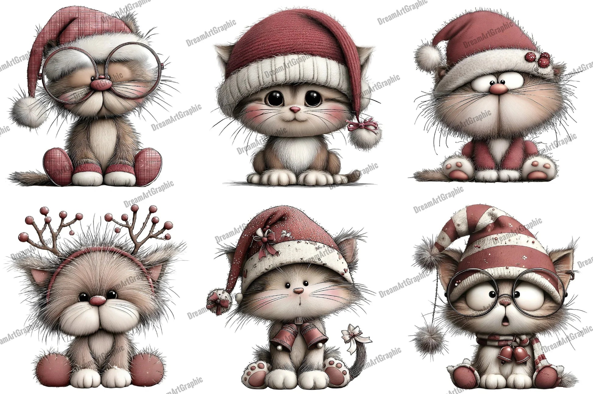Funny Christmas Cats Clipart Bundle - CraftNest - Digital Crafting and Art
