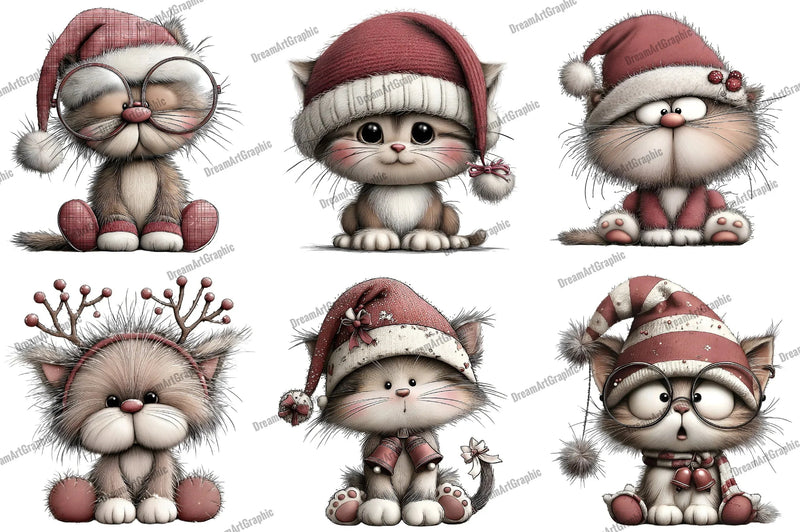 Funny Christmas Cats Clipart Bundle - CraftNest - Digital Crafting and Art
