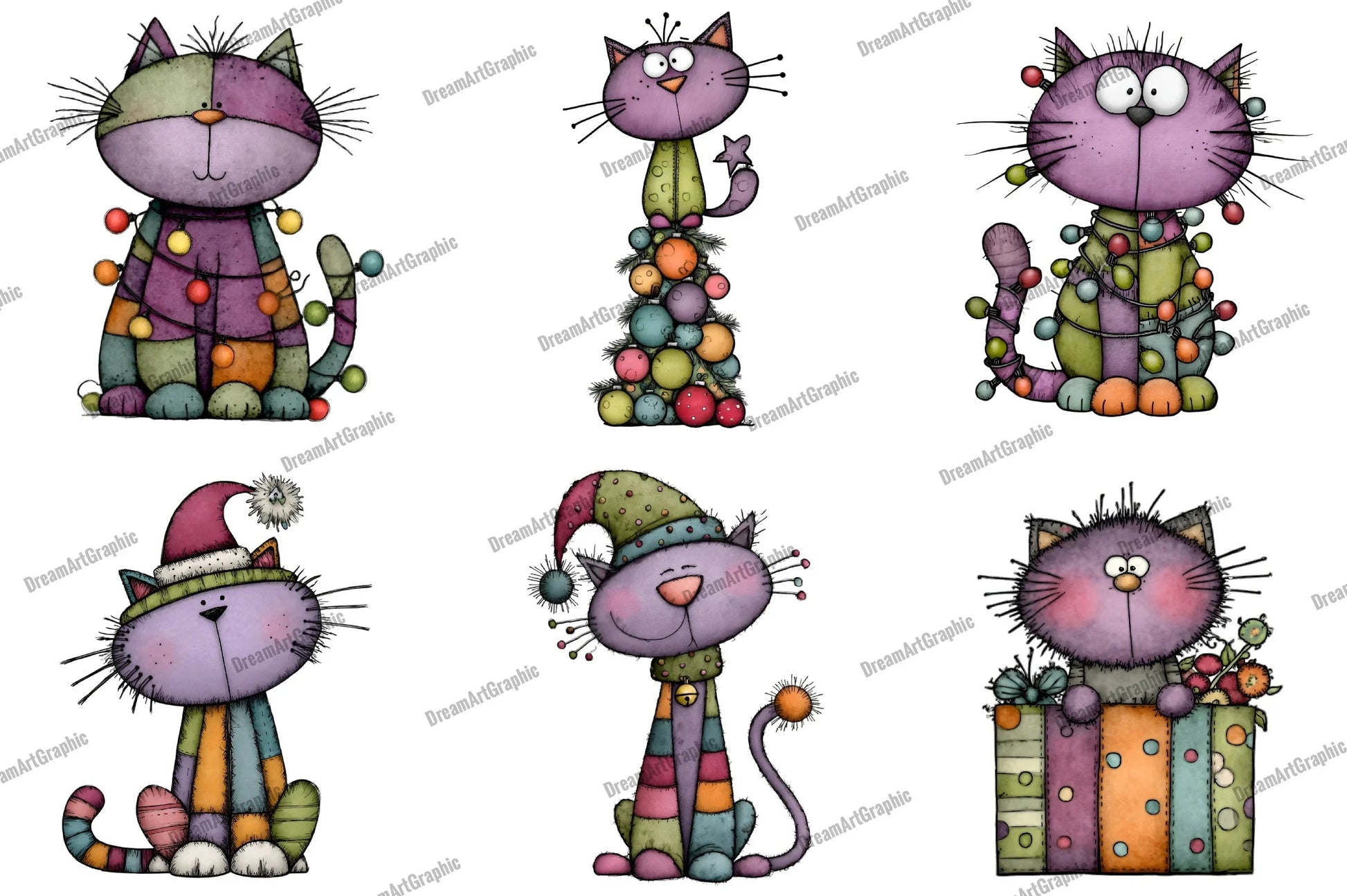 Funny Christmas Cats Clipart Bundle - CraftNest - Digital Crafting and Art