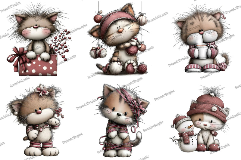 Funny Christmas Cats Clipart Bundle - CraftNest - Digital Crafting and Art
