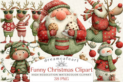 Funny Christmas Clipart Bundle - CraftNest - Digital Crafting and Art