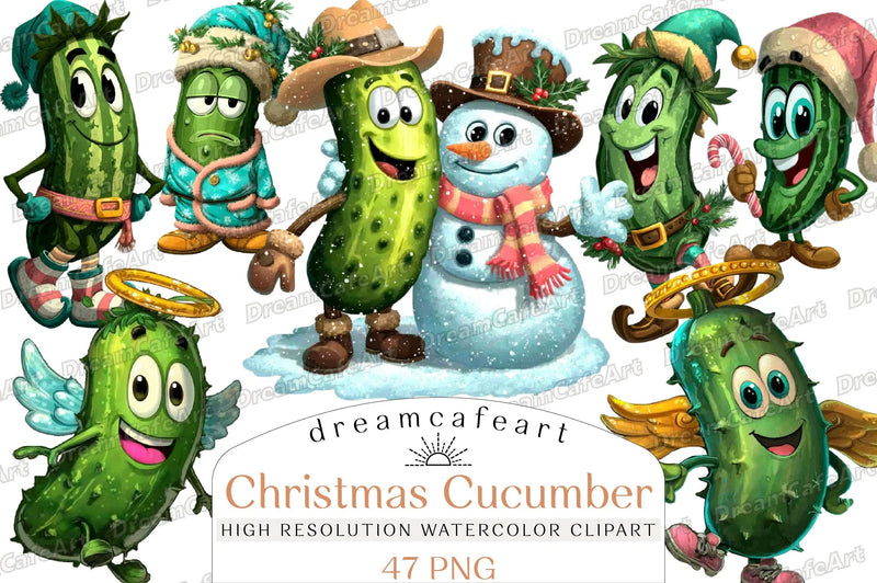 Funny Christmas Cucumber Clipart Bundle - CraftNest - Digital Crafting and Art