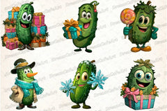 Funny Christmas Cucumber Clipart Bundle - CraftNest - Digital Crafting and Art