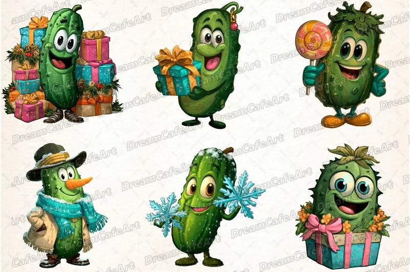 Funny Christmas Cucumber Clipart Bundle - CraftNest - Digital Crafting and Art