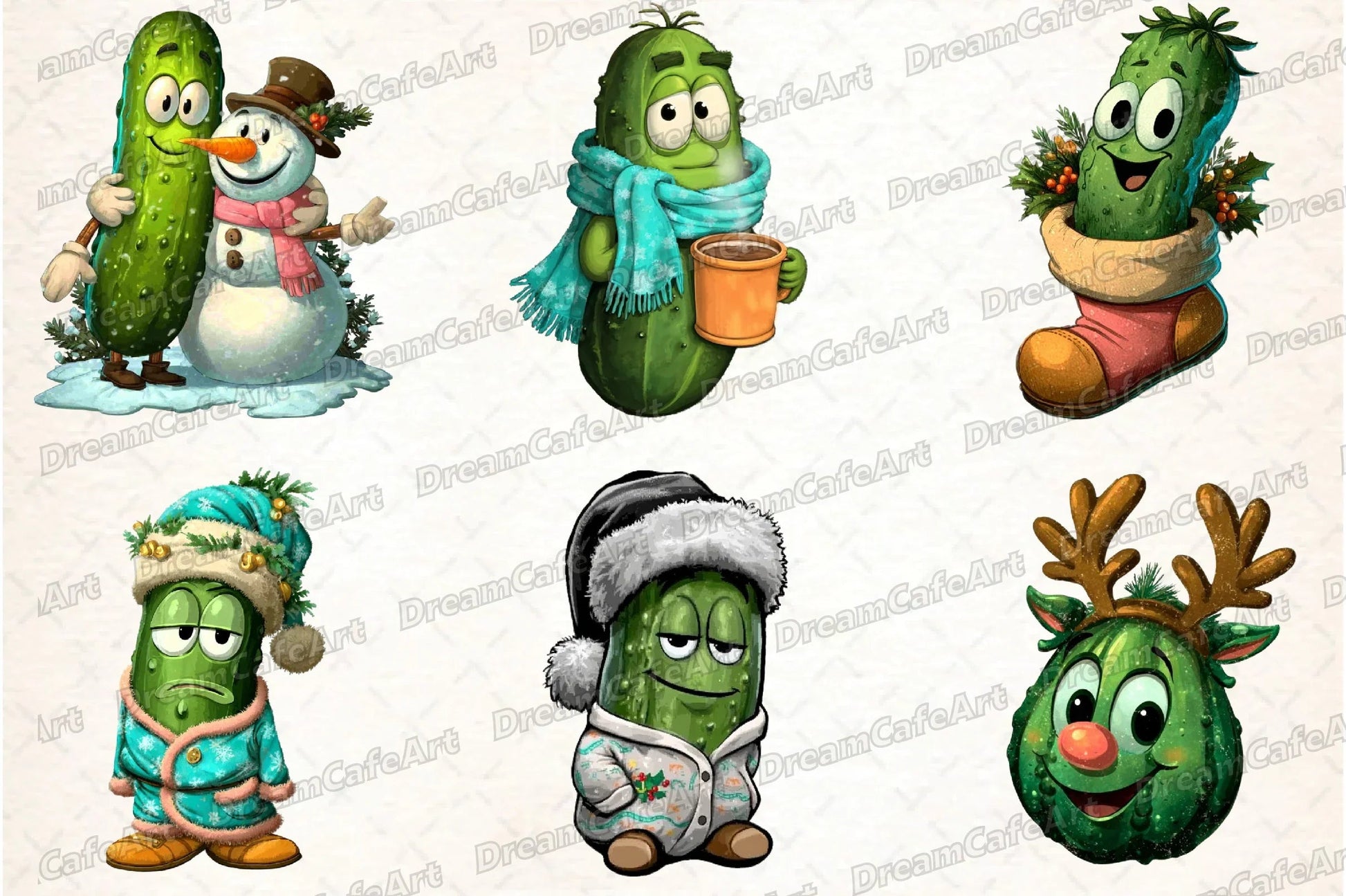 Funny Christmas Cucumber Clipart Bundle - CraftNest - Digital Crafting and Art