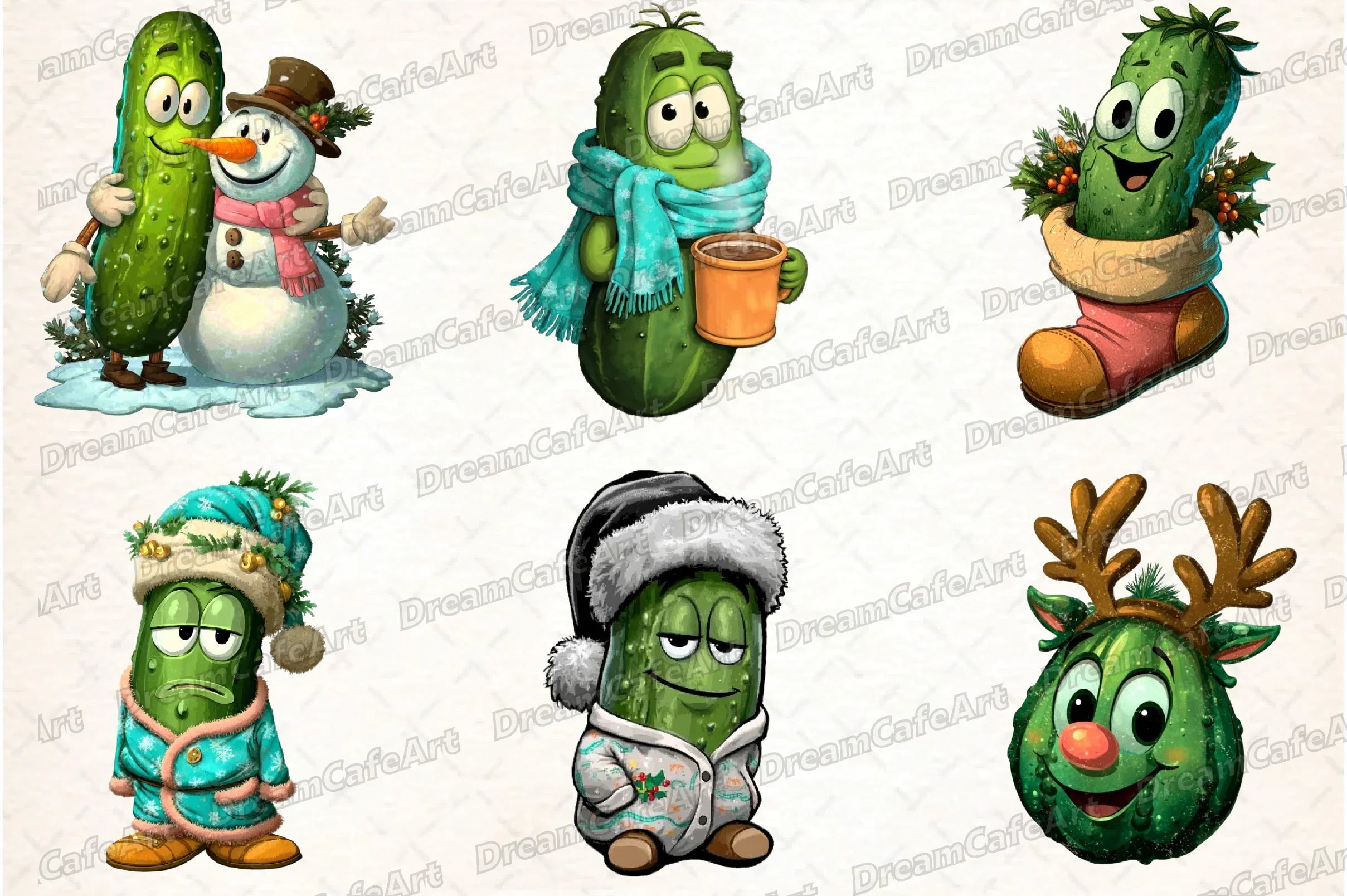 Funny Christmas Cucumber Clipart Bundle - CraftNest - Digital Crafting and Art