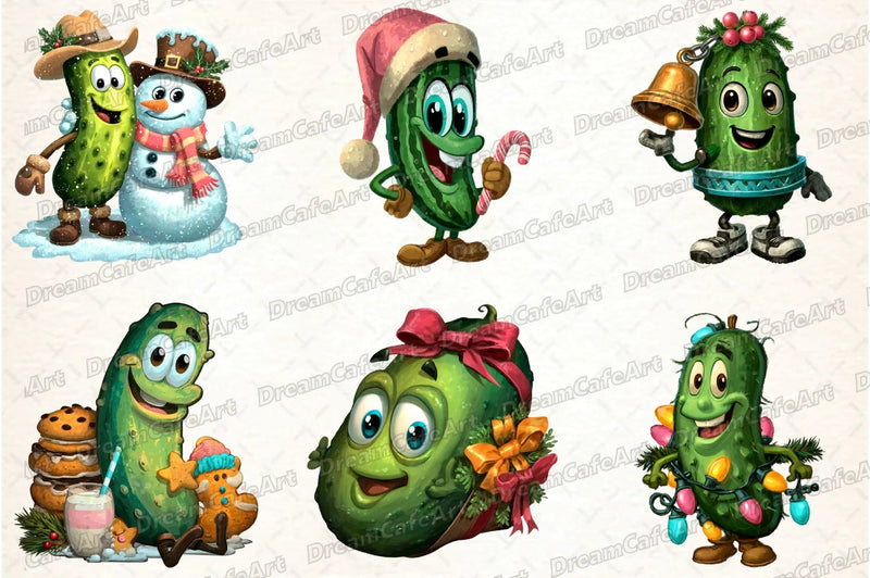 Funny Christmas Cucumber Clipart Bundle - CraftNest - Digital Crafting and Art