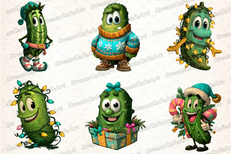 Funny Christmas Cucumber Clipart Bundle - CraftNest - Digital Crafting and Art