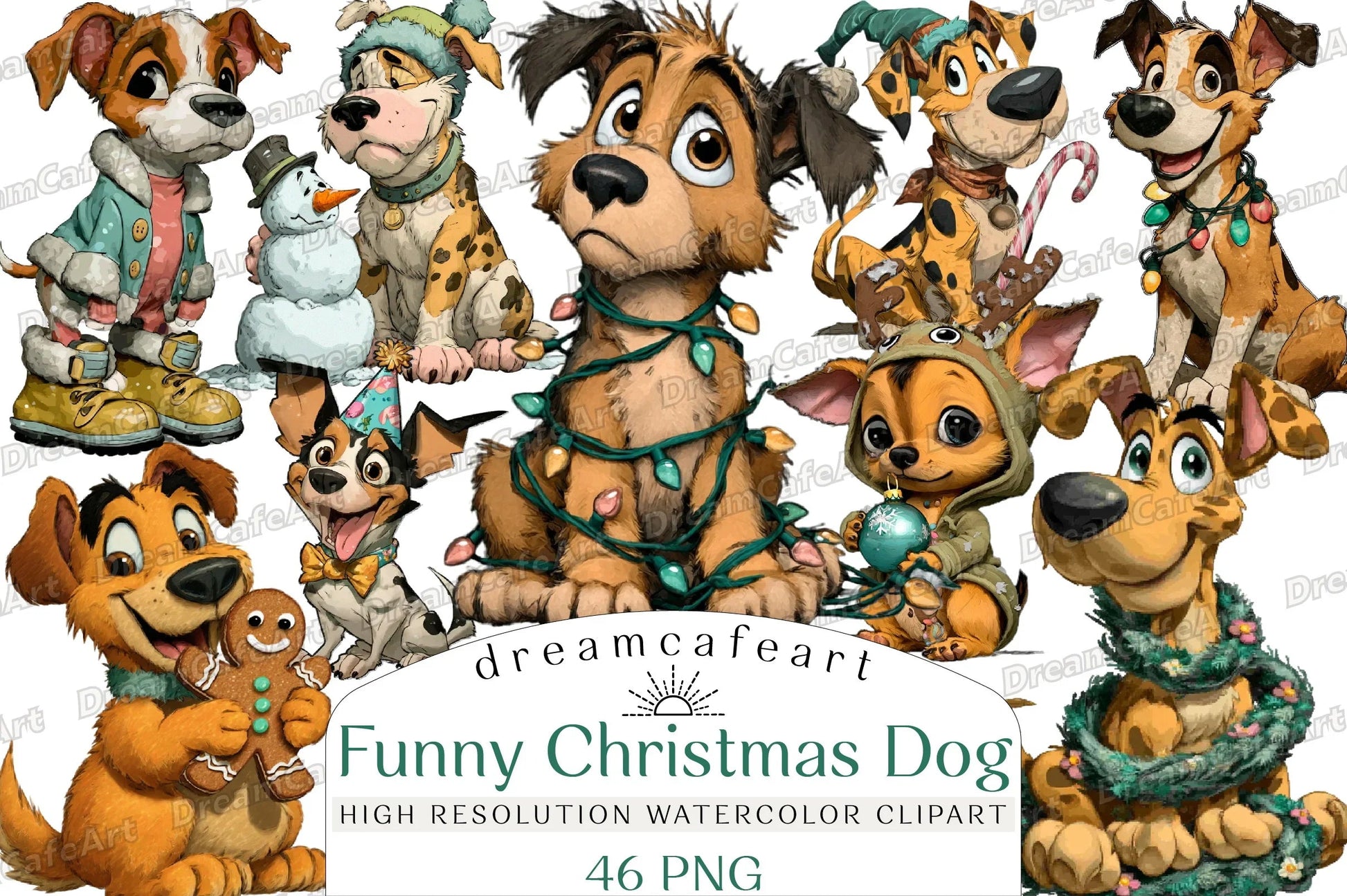 Funny Christmas Dog Clipart Bundle - CraftNest - Digital Crafting and Art