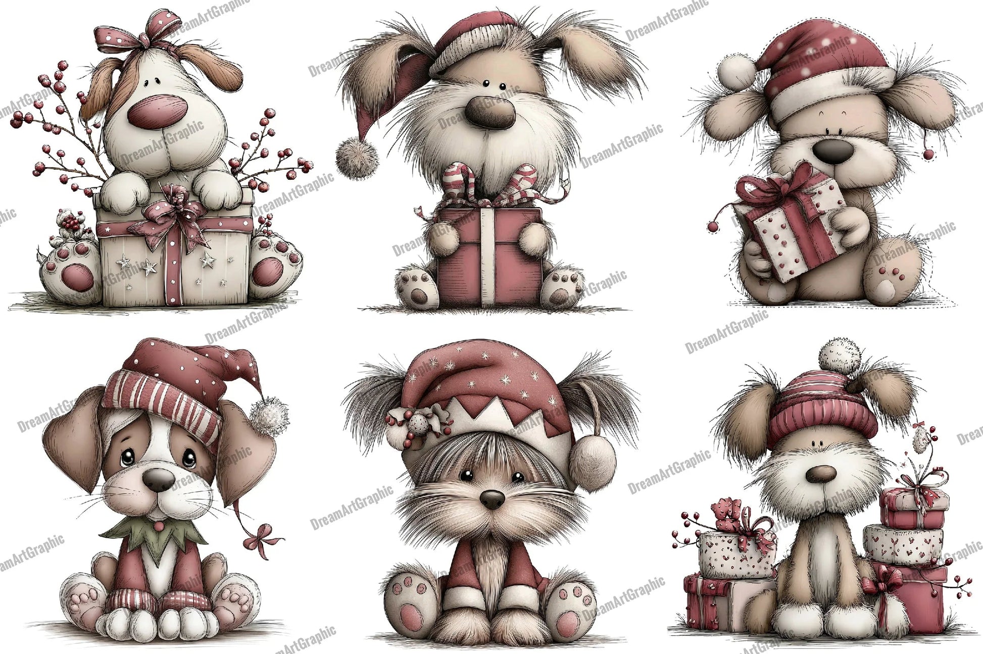 Funny Christmas Dog Clipart Bundle - CraftNest - Digital Crafting and Art
