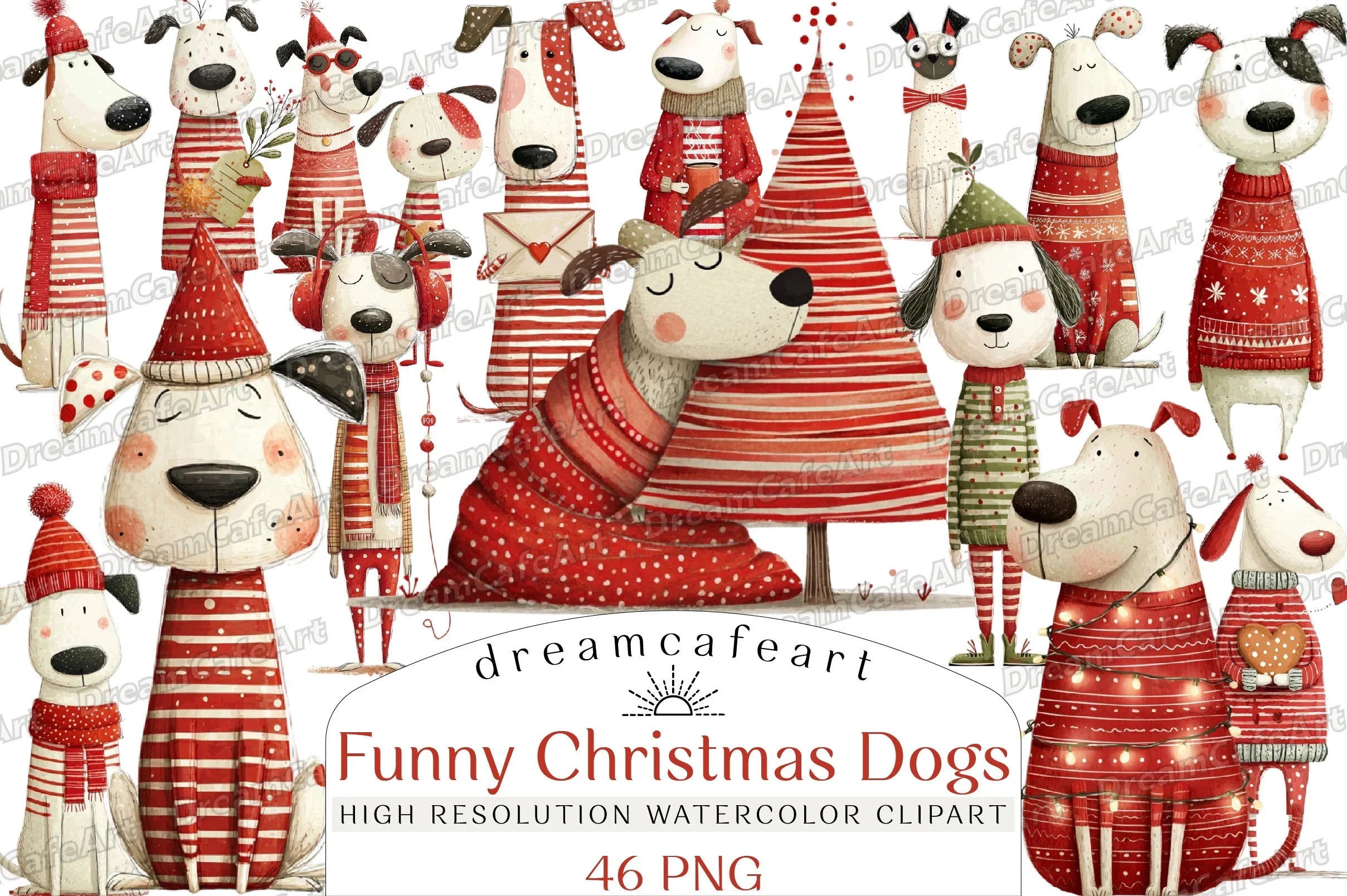 Funny Christmas Dogs Clipart Bundle - CraftNest - Digital Crafting and Art