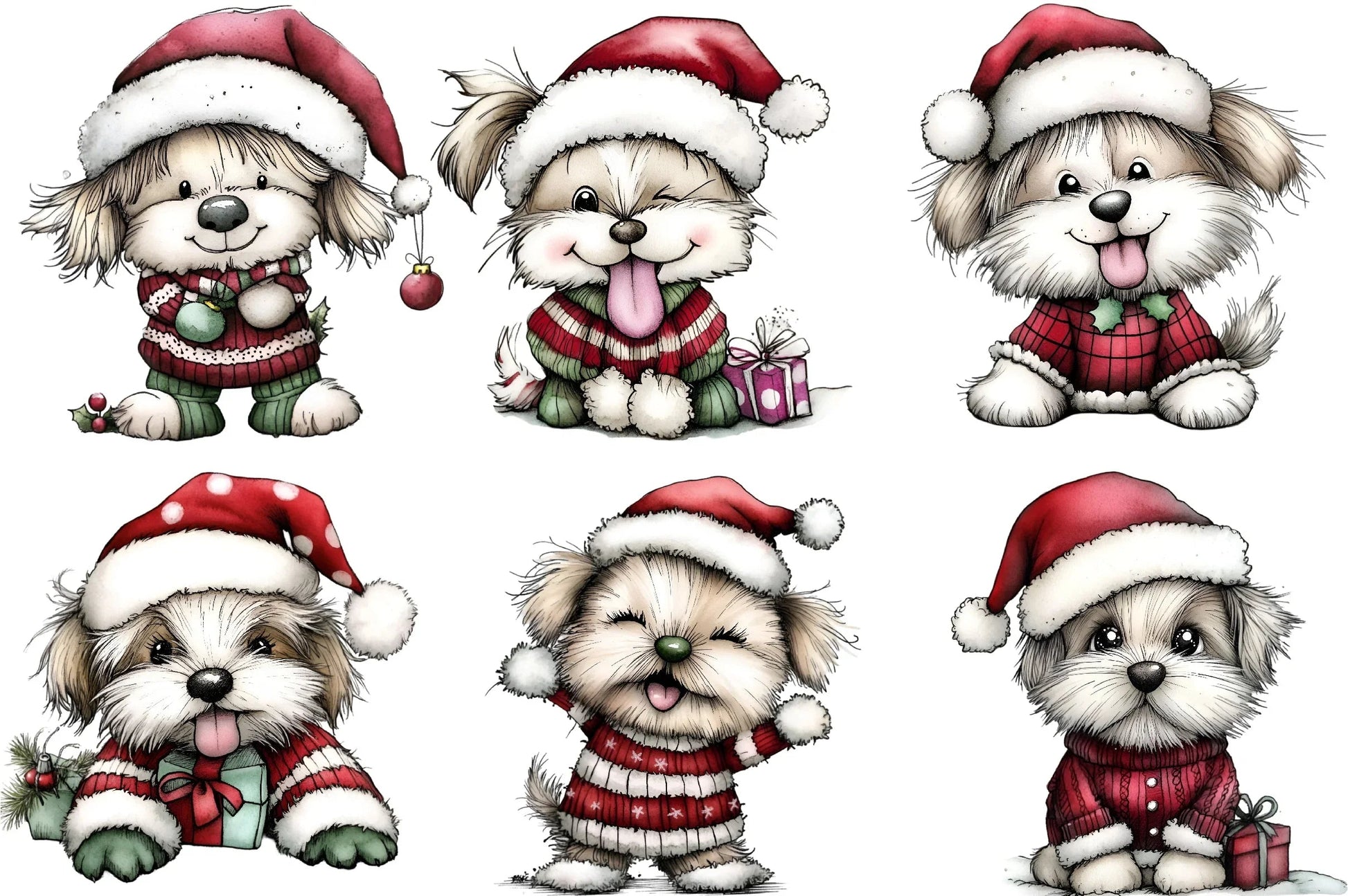 Funny Christmas Dogs Clipart Bundle - CraftNest - Digital Crafting and Art