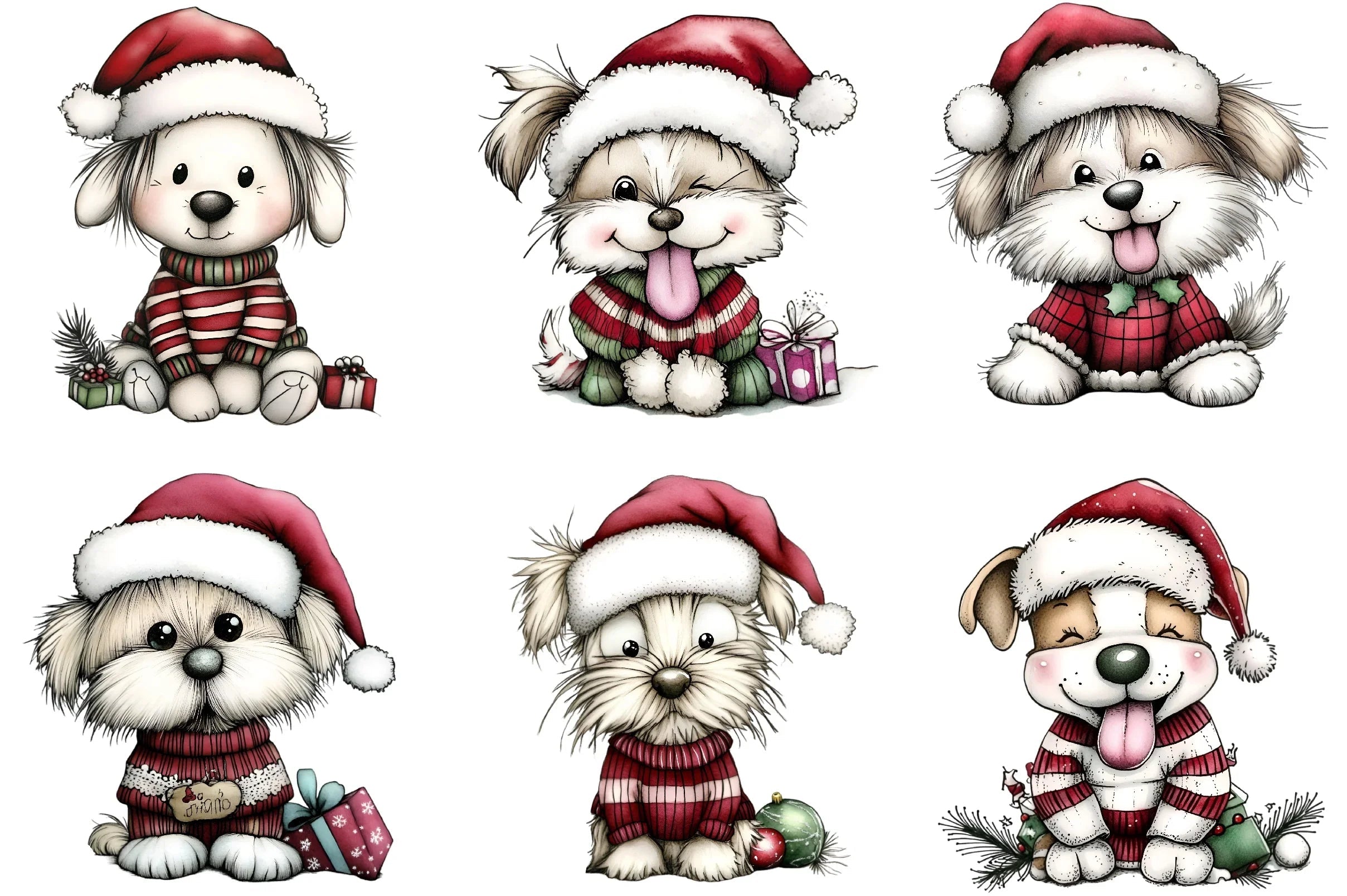 Funny Christmas Dogs Clipart Bundle - CraftNest - Digital Crafting and Art
