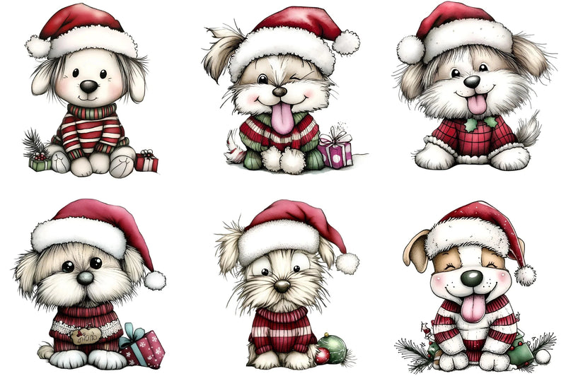Funny Christmas Dogs Clipart Bundle - CraftNest - Digital Crafting and Art