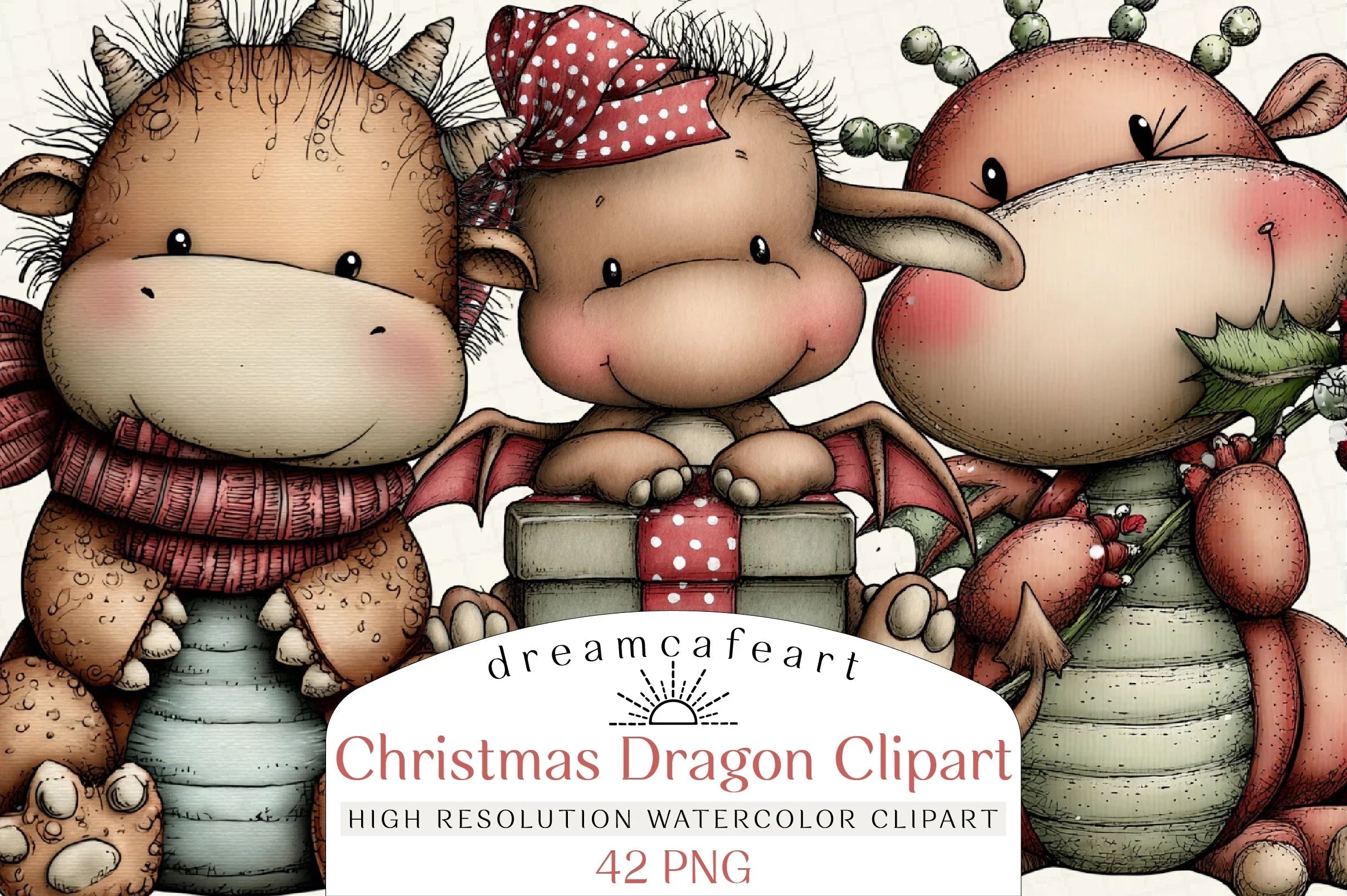 Funny Christmas Dragon Clipart Bundle - CraftNest - Digital Crafting and Art