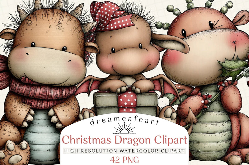 Funny Christmas Dragon Clipart Bundle - CraftNest - Digital Crafting and Art