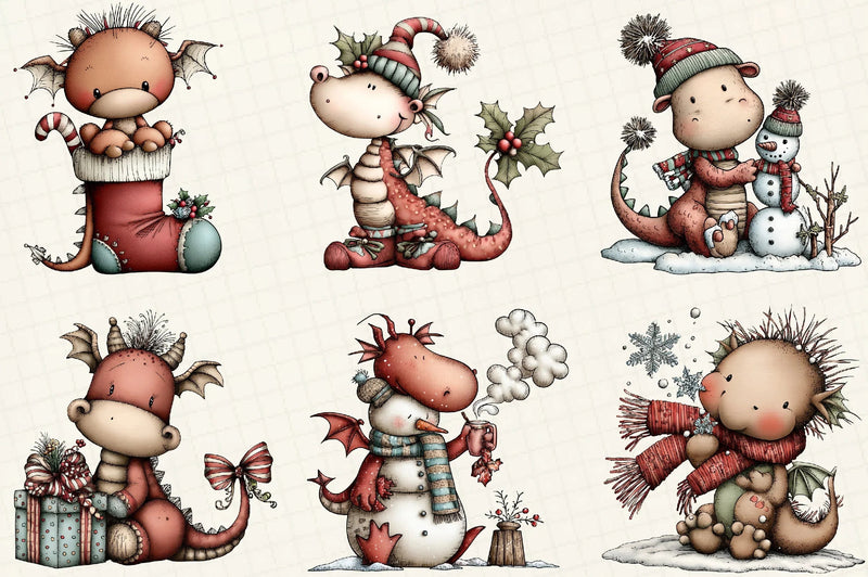 Funny Christmas Dragon Clipart Bundle - CraftNest - Digital Crafting and Art