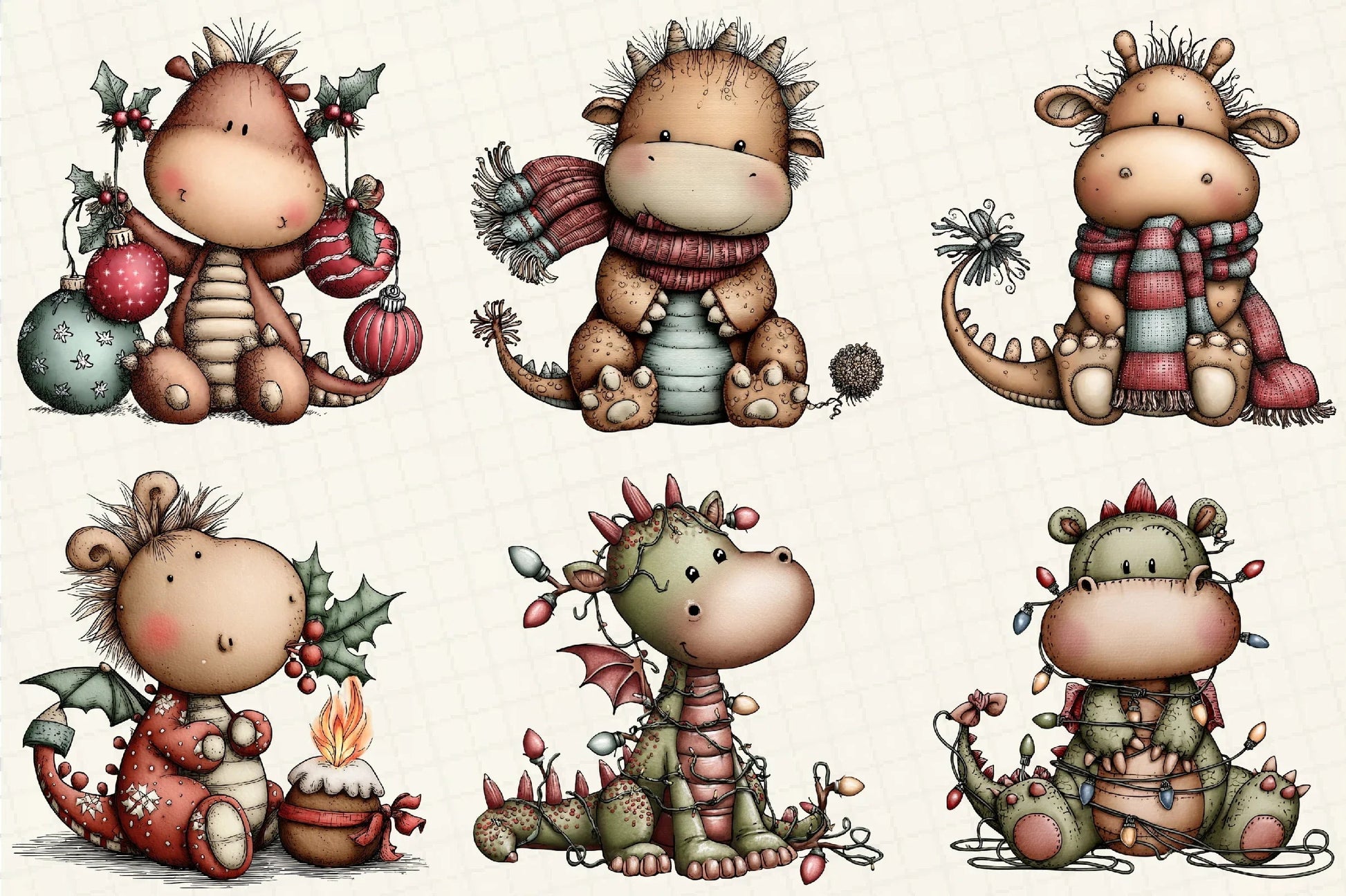Funny Christmas Dragon Clipart Bundle - CraftNest - Digital Crafting and Art