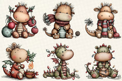 Funny Christmas Dragon Clipart Bundle - CraftNest - Digital Crafting and Art
