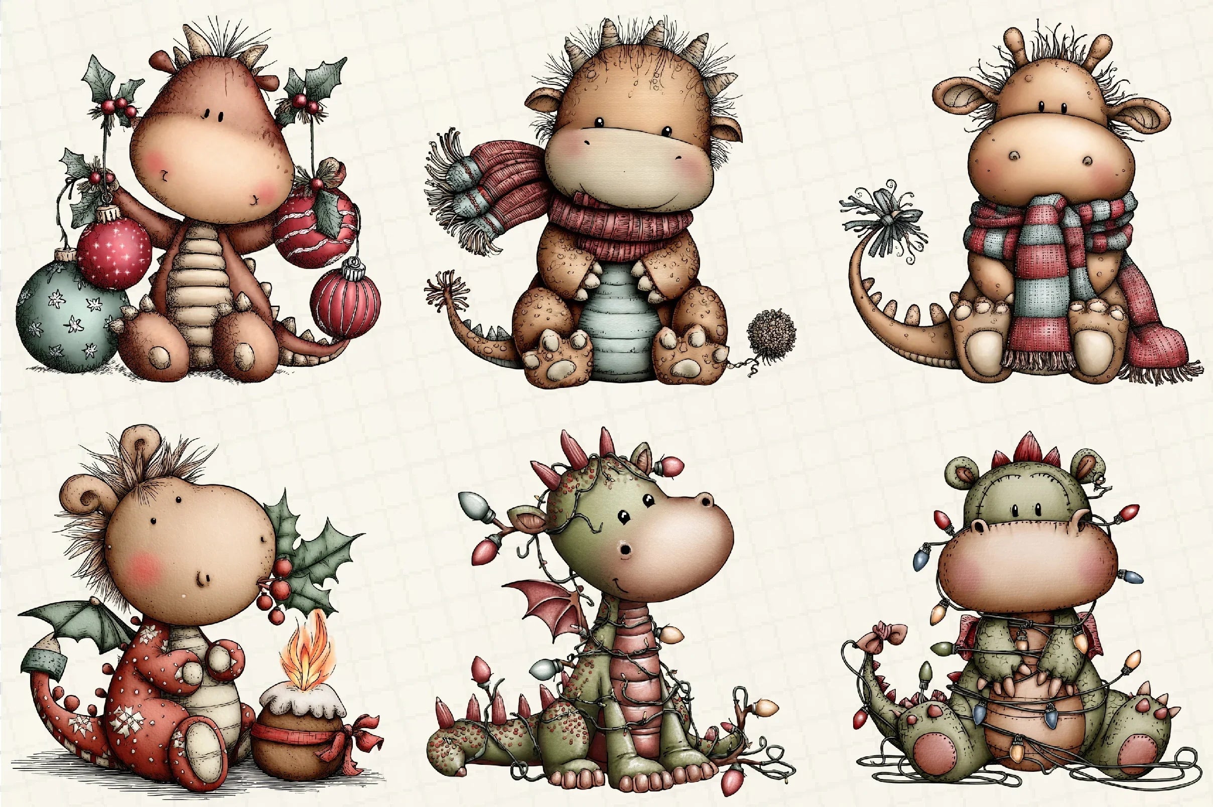 Funny Christmas Dragon Clipart Bundle - CraftNest - Digital Crafting and Art