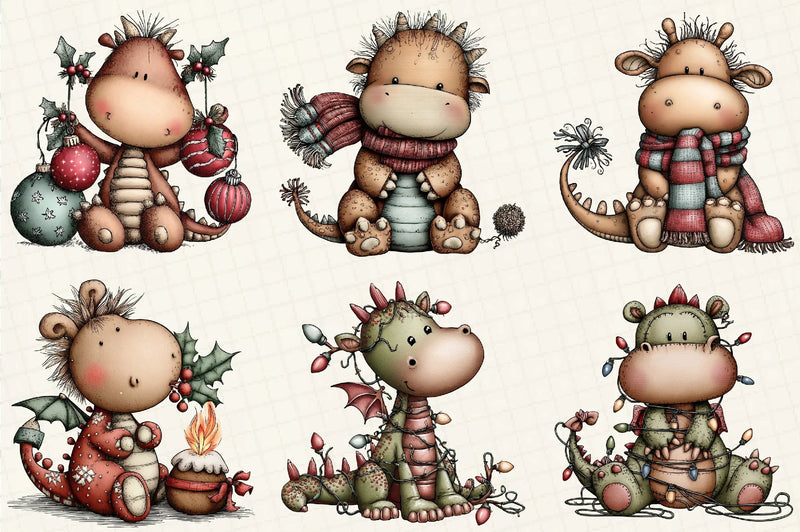 Funny Christmas Dragon Clipart Bundle - CraftNest - Digital Crafting and Art