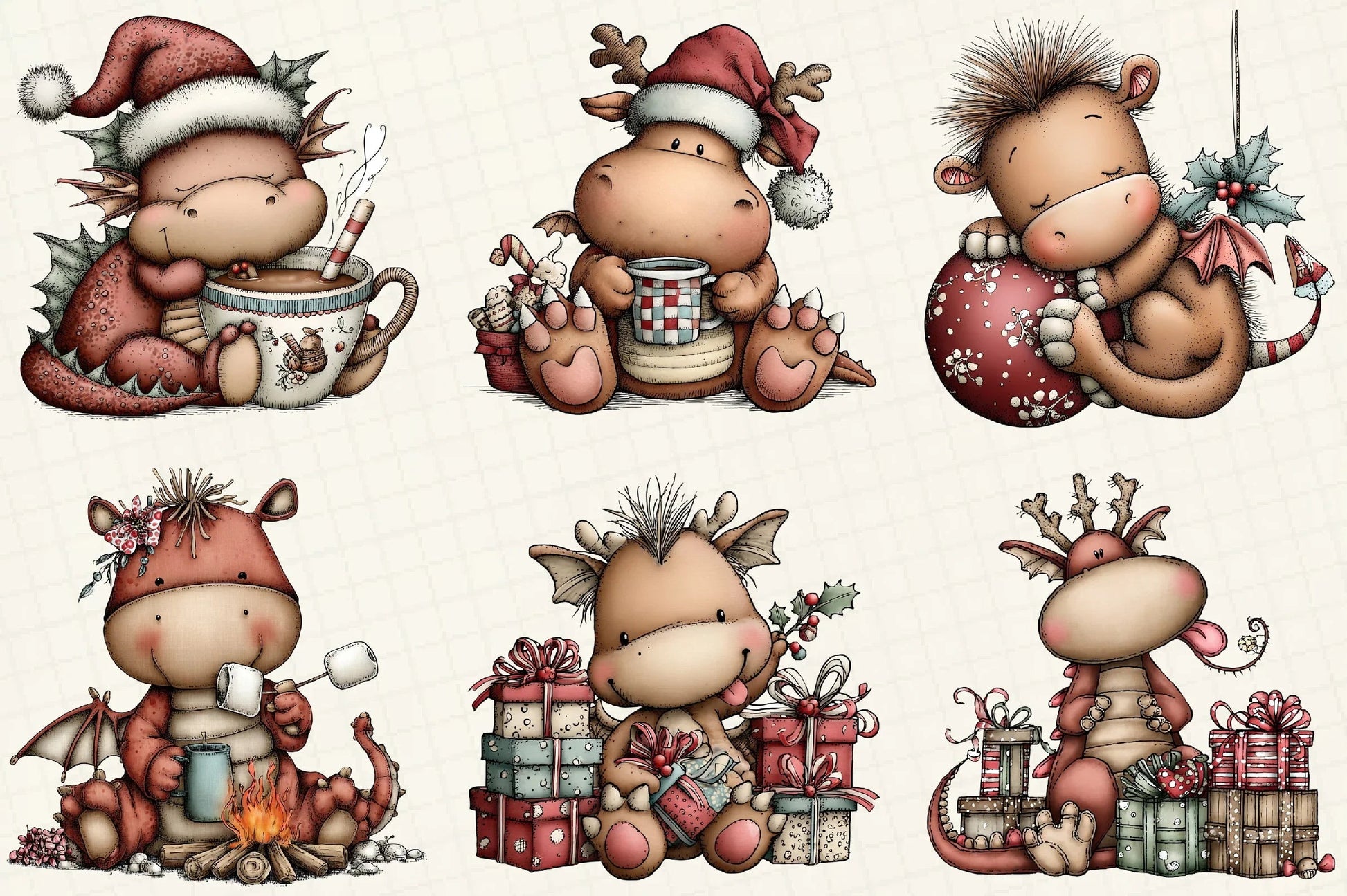 Funny Christmas Dragon Clipart Bundle - CraftNest - Digital Crafting and Art