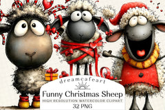Funny Christmas Sheep Clipart Bundle - CraftNest - Digital Crafting and Art