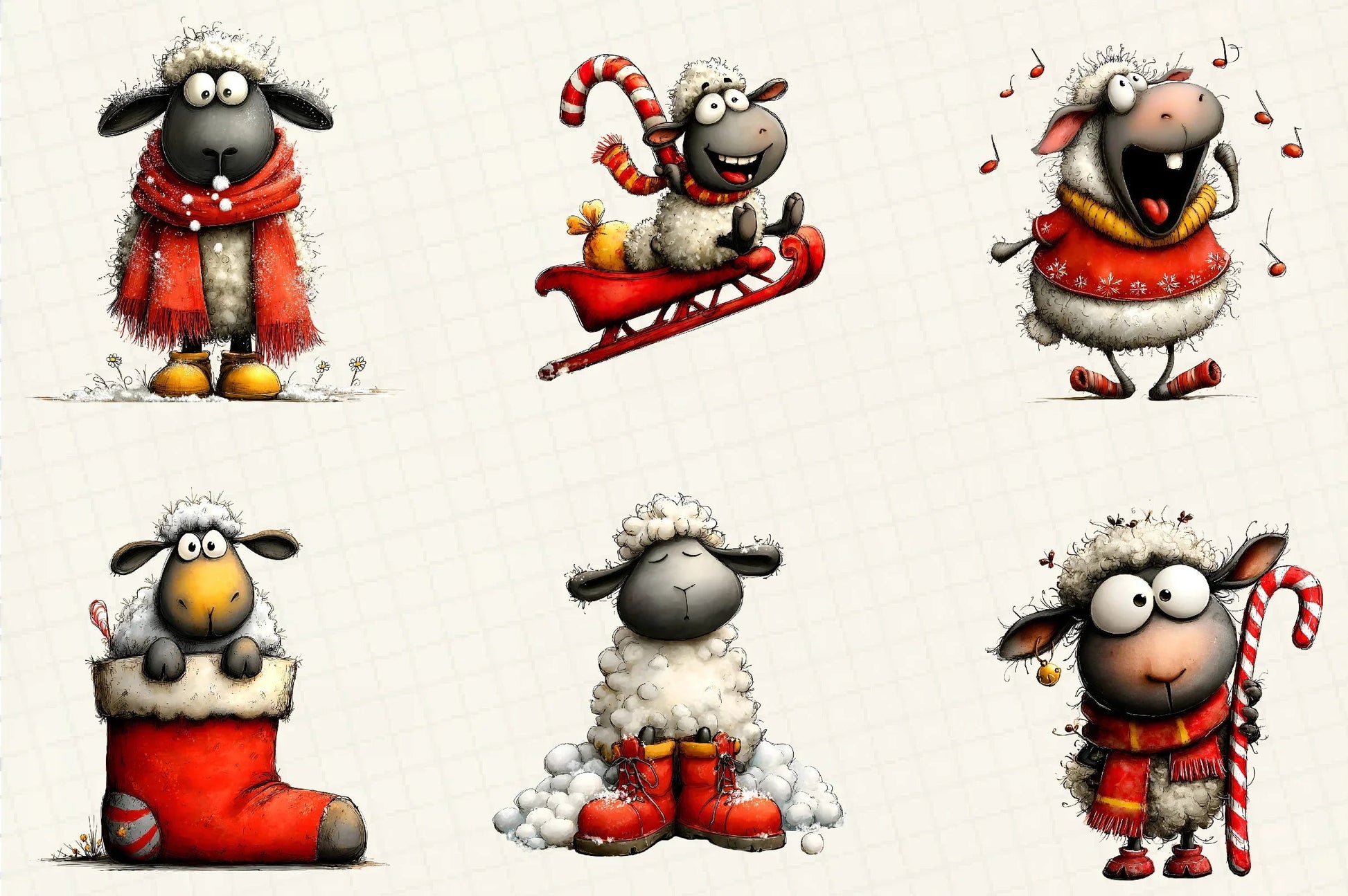 Funny Christmas Sheep Clipart Bundle - CraftNest - Digital Crafting and Art