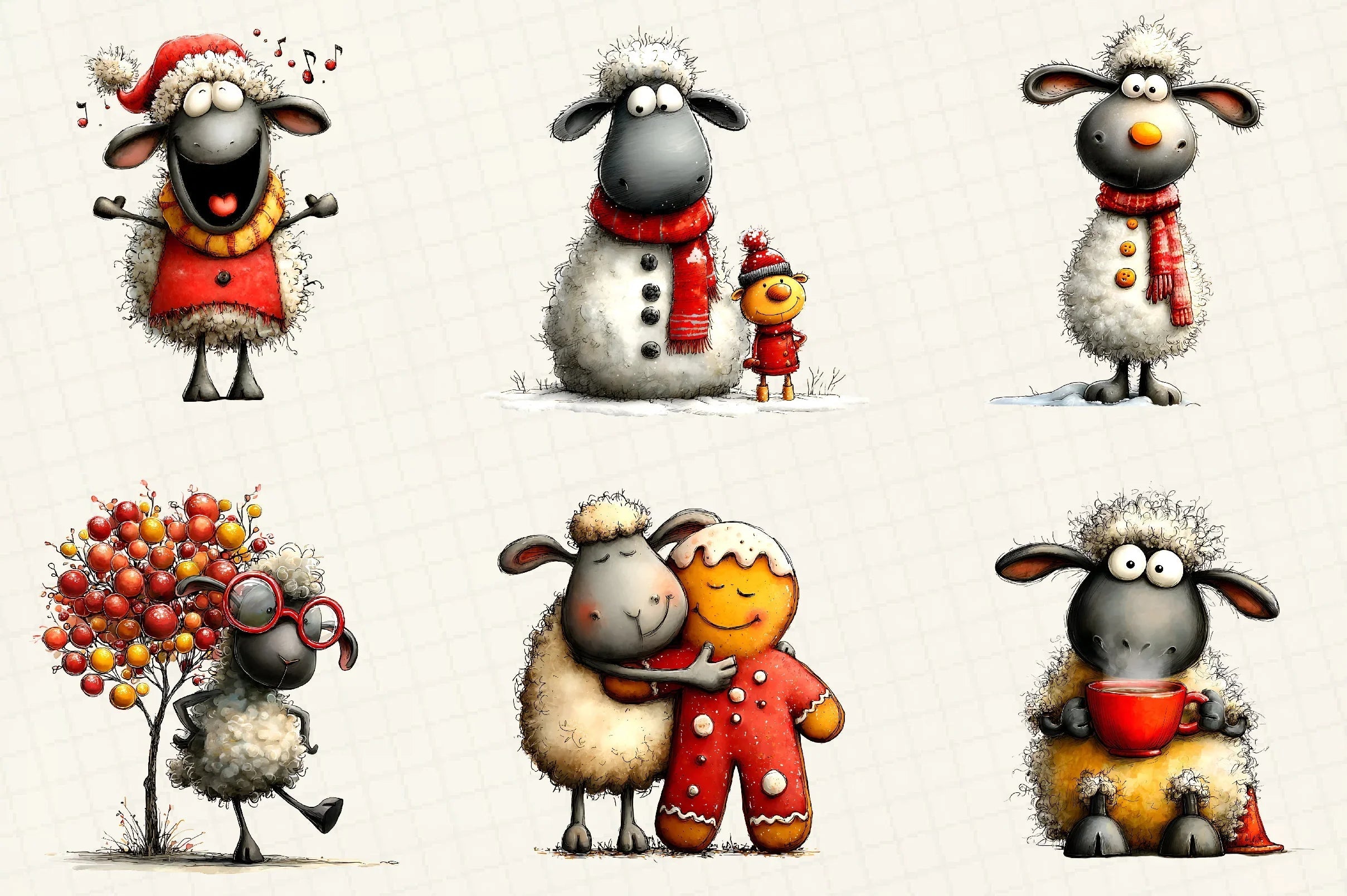 Funny Christmas Sheep Clipart Bundle - CraftNest - Digital Crafting and Art
